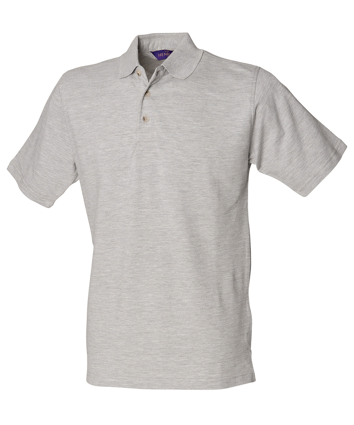 Henbury HB100 Classic cotton piqué polo with stand-up collar in Heather Grey*