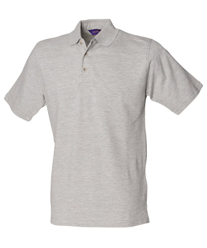 Henbury HB100 Classic cotton piqué polo with stand-up collar in Heather Grey*