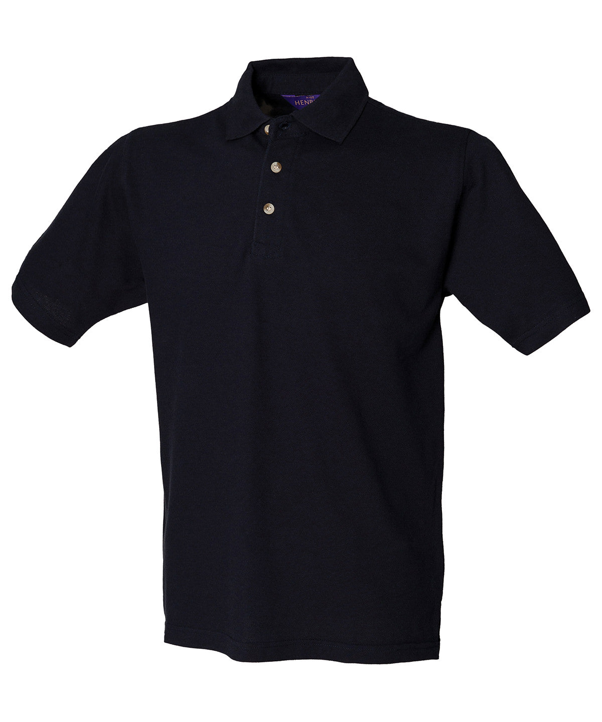 Henbury HB100 Classic cotton piqué polo with stand-up collar in Navy*†