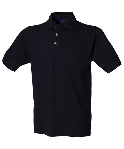 Henbury HB100 Classic cotton piqué polo with stand-up collar in Navy*†