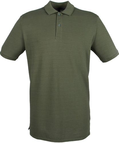 Henbury HB101 Micro-fine piqué polo shirt in Olive