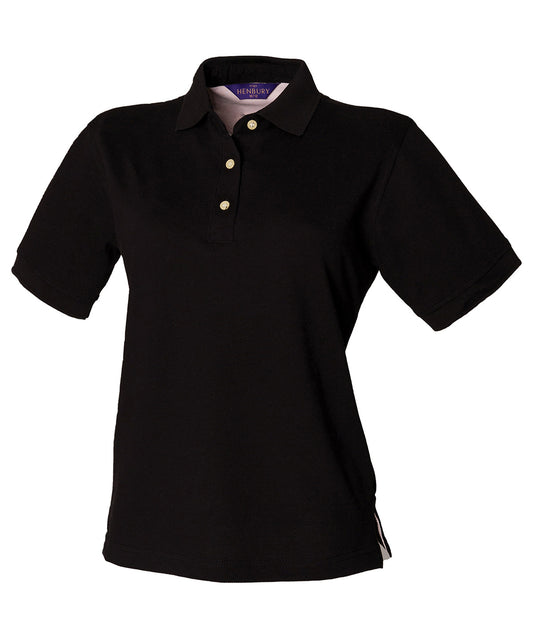 Henbury HB121 Women's classic cotton piqué polo shirt in Black