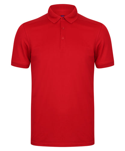 Henbury HB460 Stretch polo shirt with wicking finish (slim fit) in Red