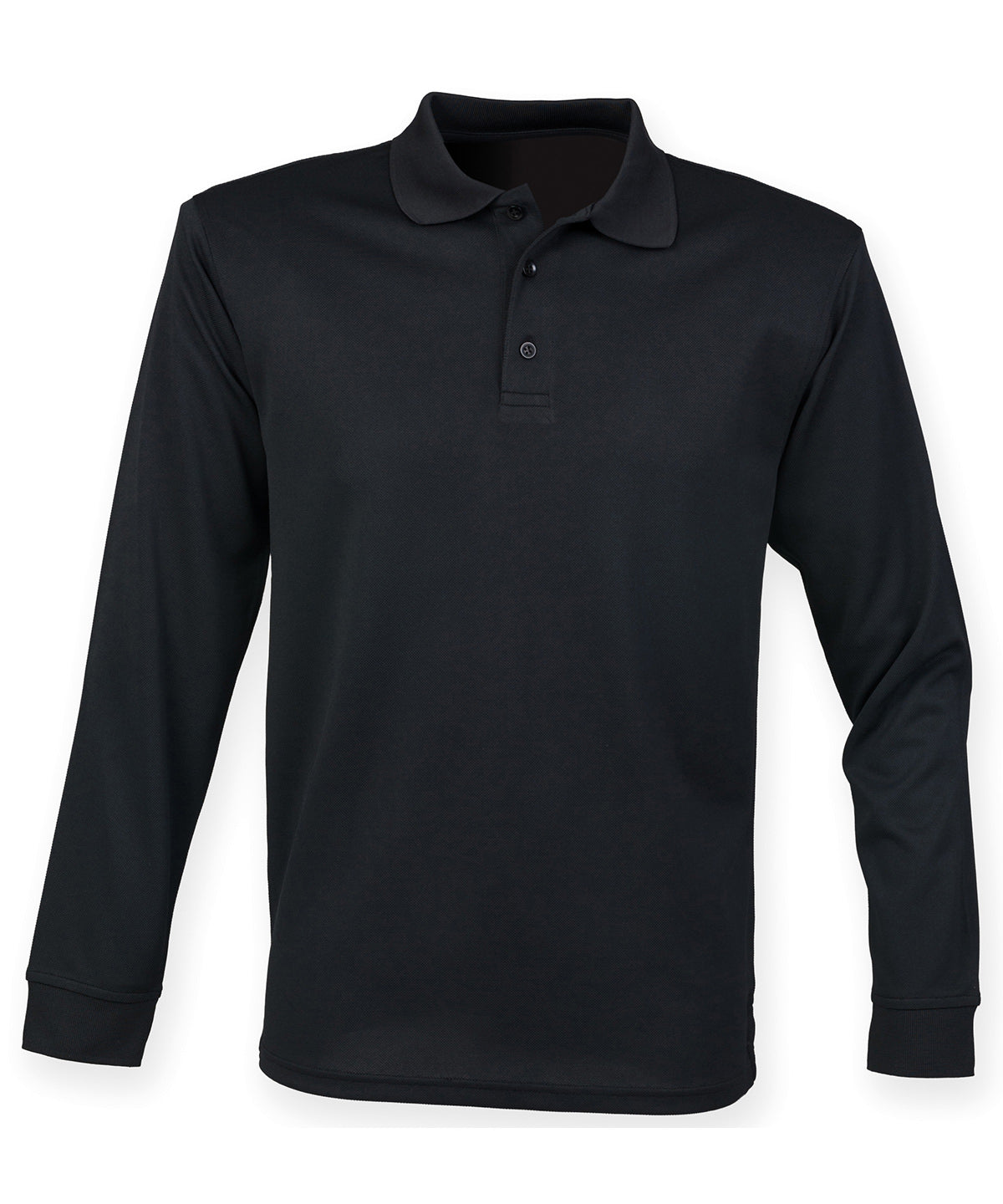Henbury HB478 Long sleeve Coolplus® polo shirt in Black*