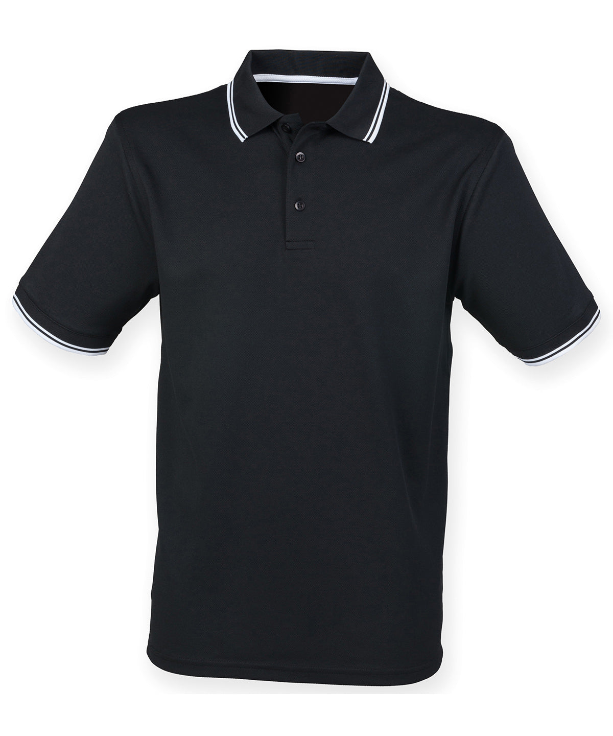Henbury HB482 Double tipped Coolplus® polo shirt in Black/White
