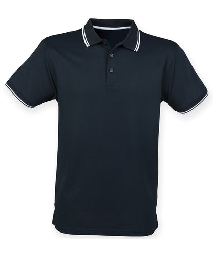 Henbury HB482 Double tipped Coolplus® polo shirt in Navy/White