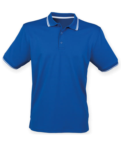 Henbury HB482 Double tipped Coolplus® polo shirt in Royal/White