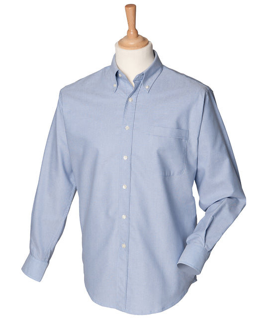 Henbury HB510 Long sleeve classic Oxford shirt in Blue*