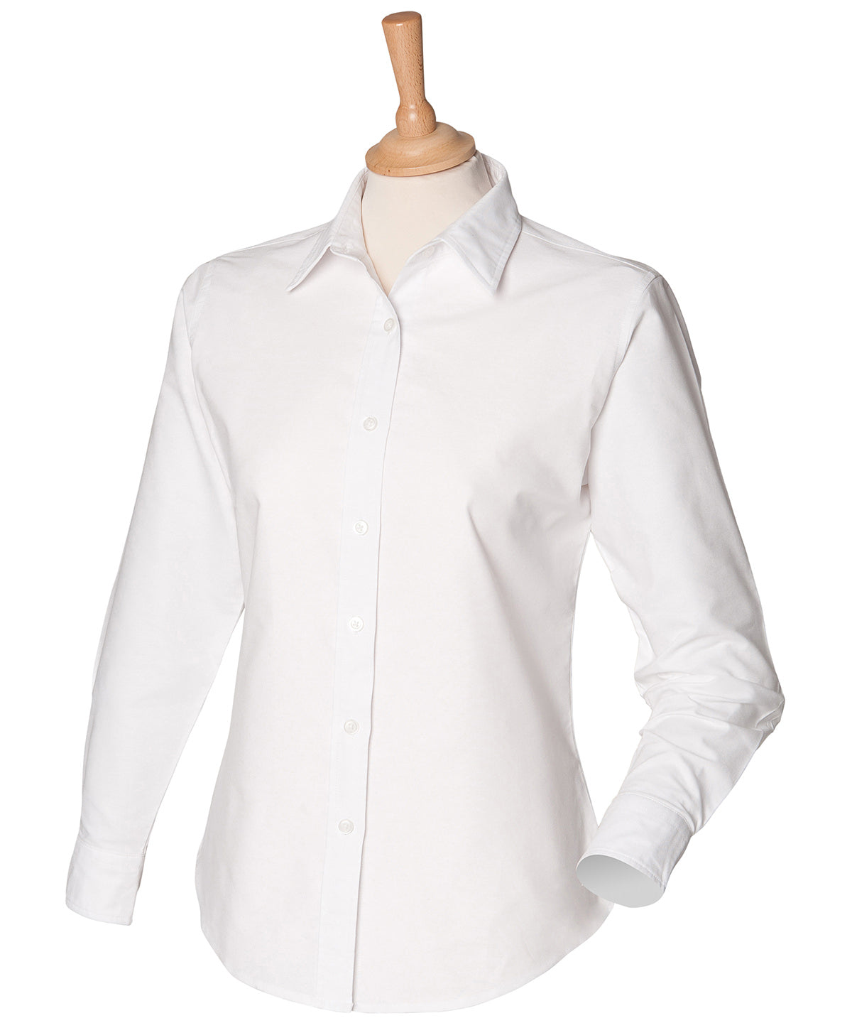 Henbury HB511 Women's classic long sleeve Oxford shirt in White