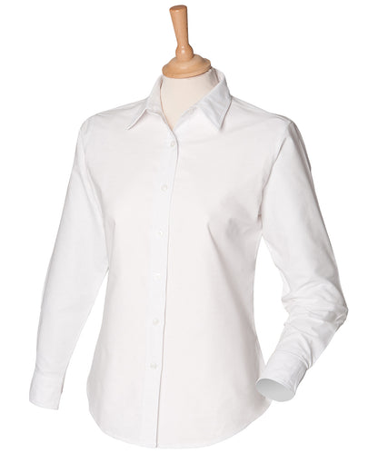 Henbury HB511 Women's classic long sleeve Oxford shirt in White