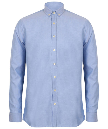 Henbury HB512 Modern long sleeve Oxford shirt in Blue