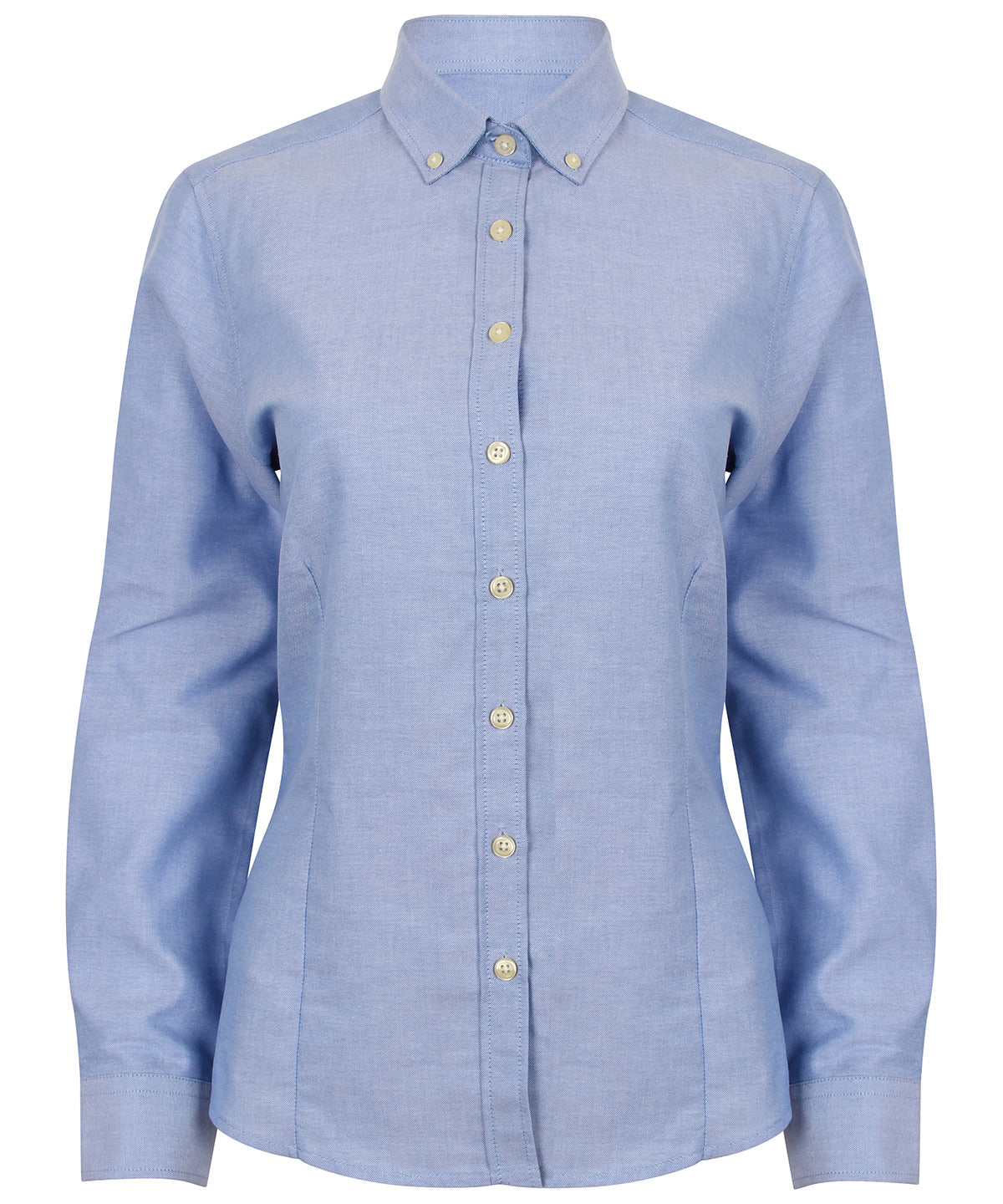 Henbury HB513 Women's modern long sleeve Oxford shirt in Blue