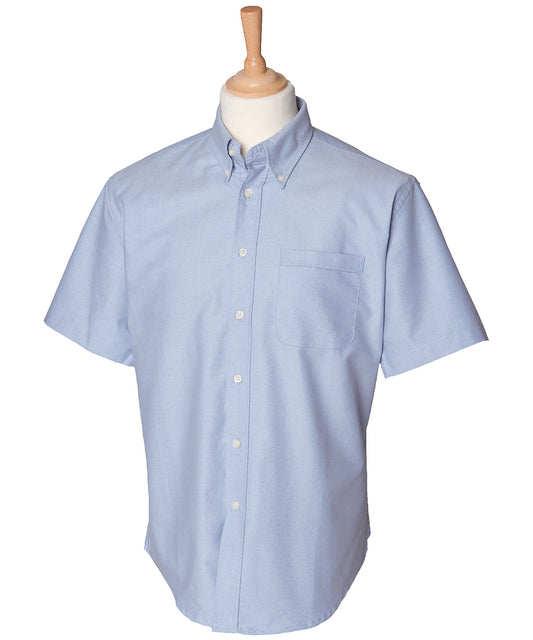 Henbury HB515 Short sleeve classic Oxford shirt in Blue*
