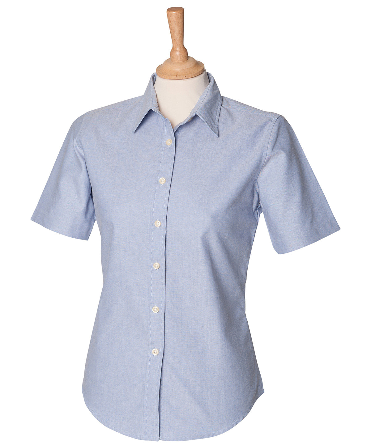 Henbury HB516 Women's short sleeve classic Oxford shirt in Blue*
