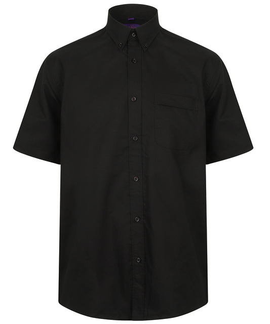Henbury HB595 Wicking antibacterial short sleeve shirt in Black