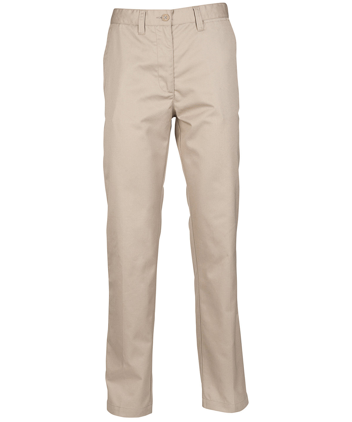 Henbury HB641 Women's 65/35 flat fronted chino trousers in Stone