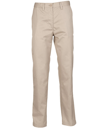 Henbury HB641 Women's 65/35 flat fronted chino trousers in Stone