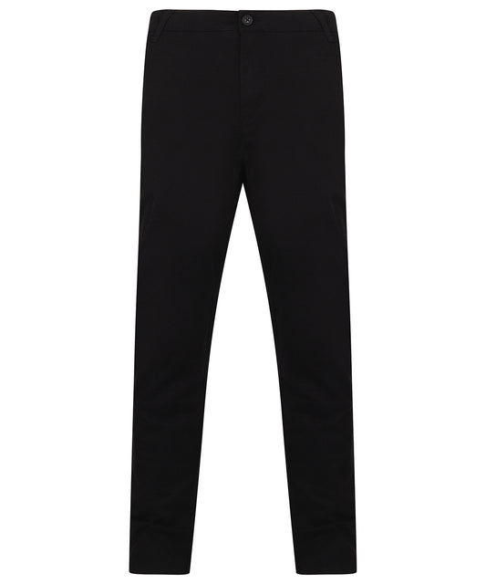 Henbury HB650 Stretch chinos with flex waistband in Black