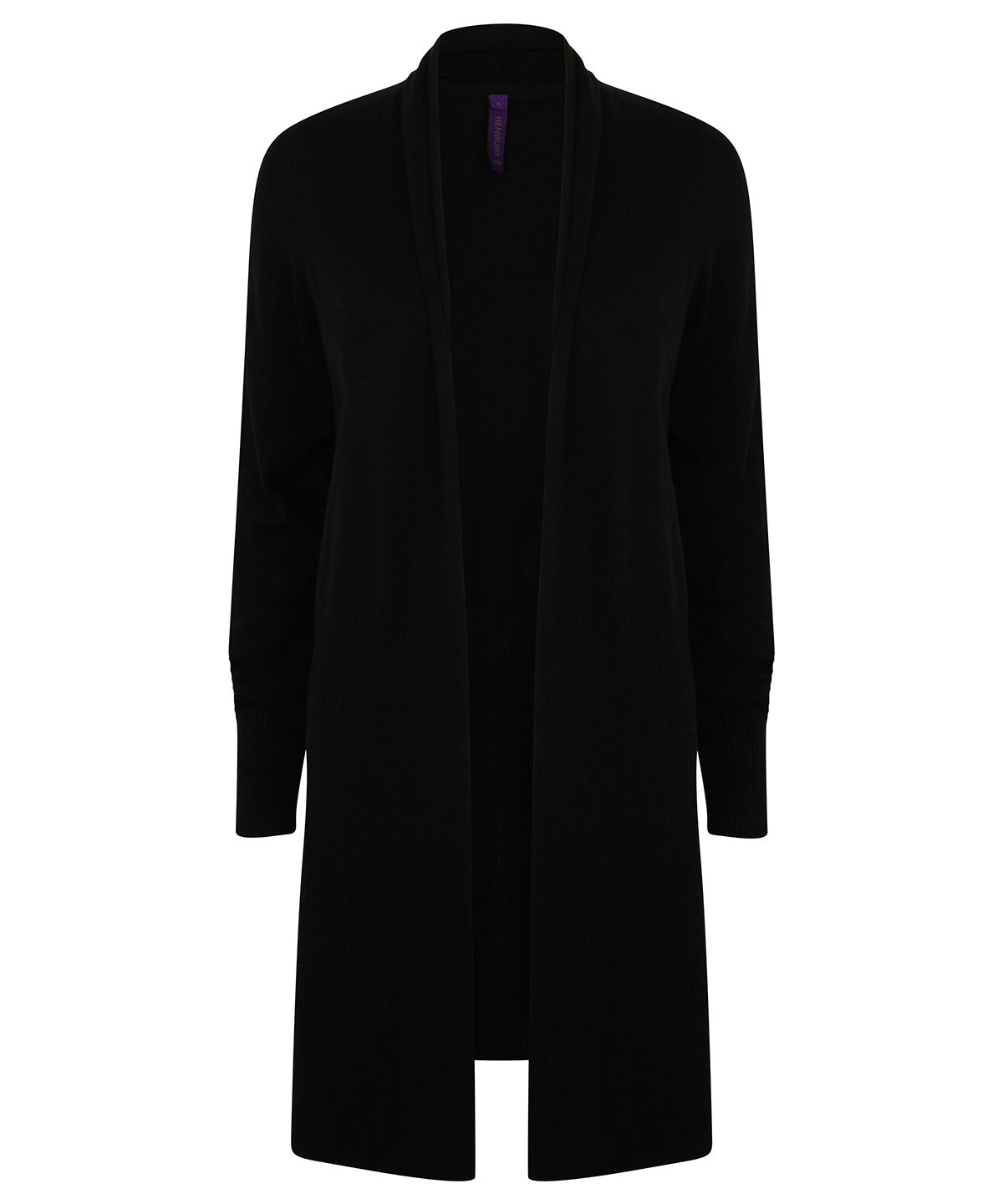 Henbury HB719 Women's longline open cardigan in Black