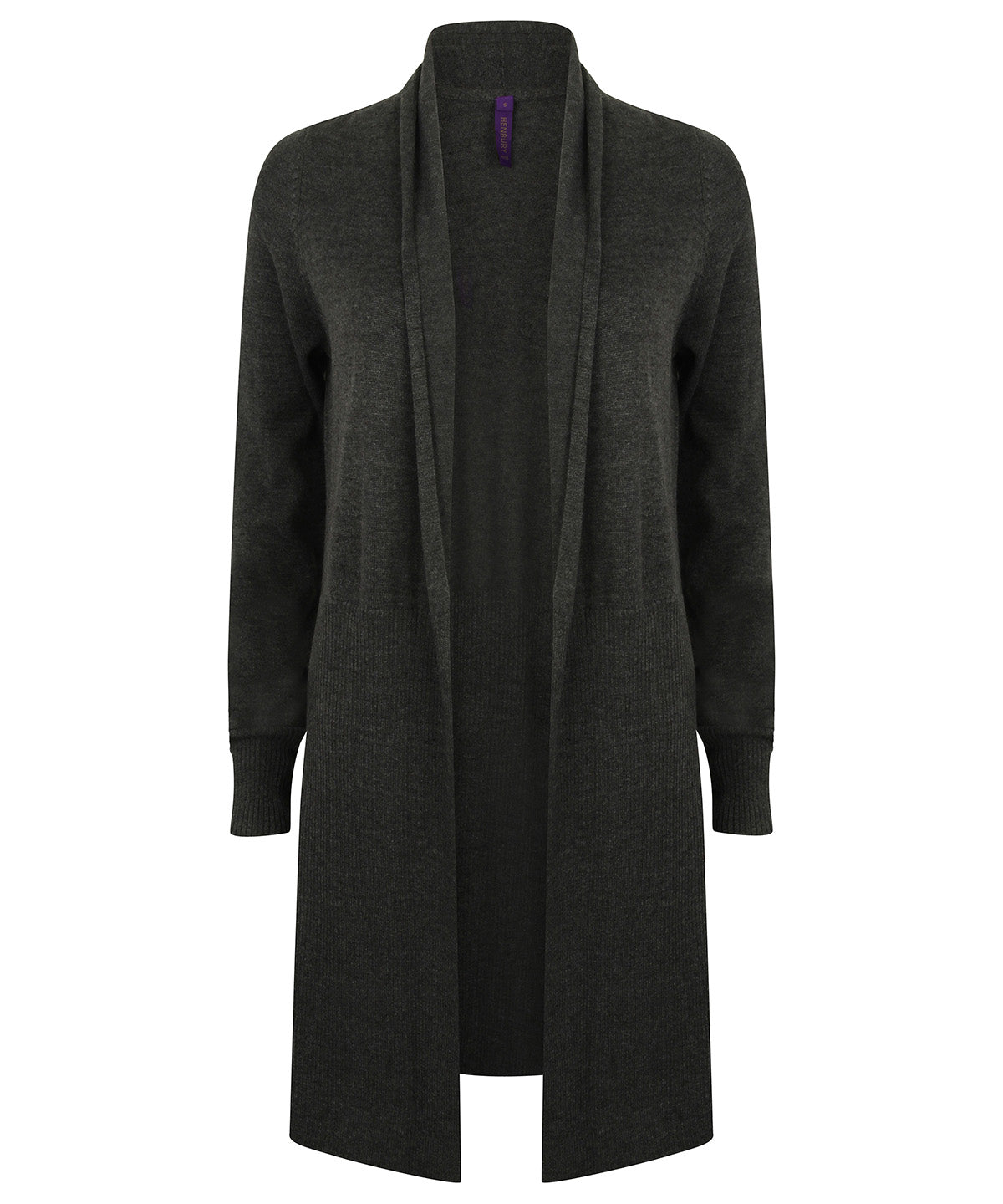 Henbury HB719 Women's longline open cardigan in Grey Marl