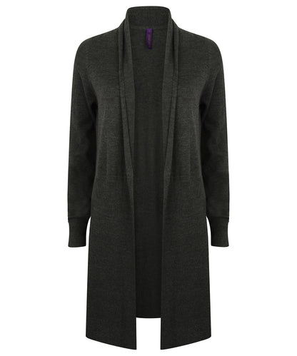 Henbury HB719 Women's longline open cardigan in Grey Marl