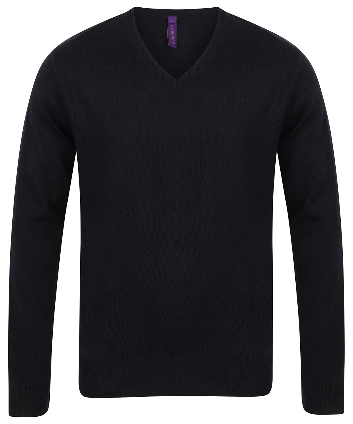 Henbury HB720 12 gauge v-neck jumper in Black