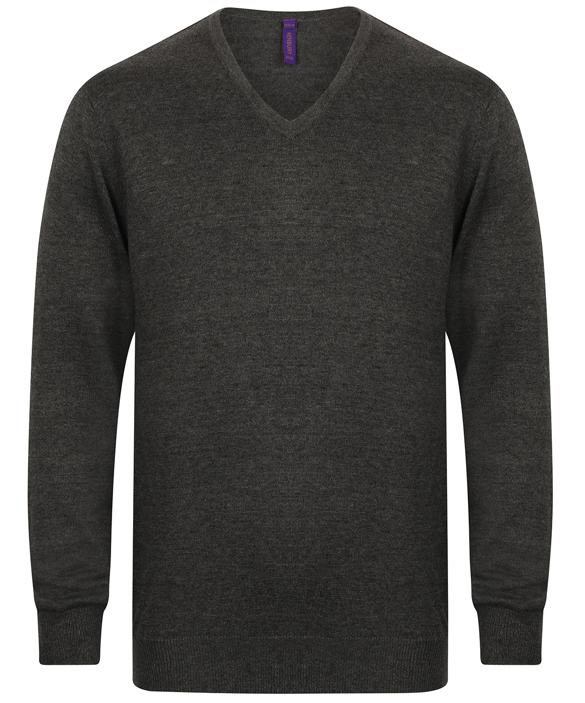 Henbury HB720 12 gauge v-neck jumper in Grey Marl