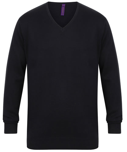 Henbury HB720 12 gauge v-neck jumper in Navy