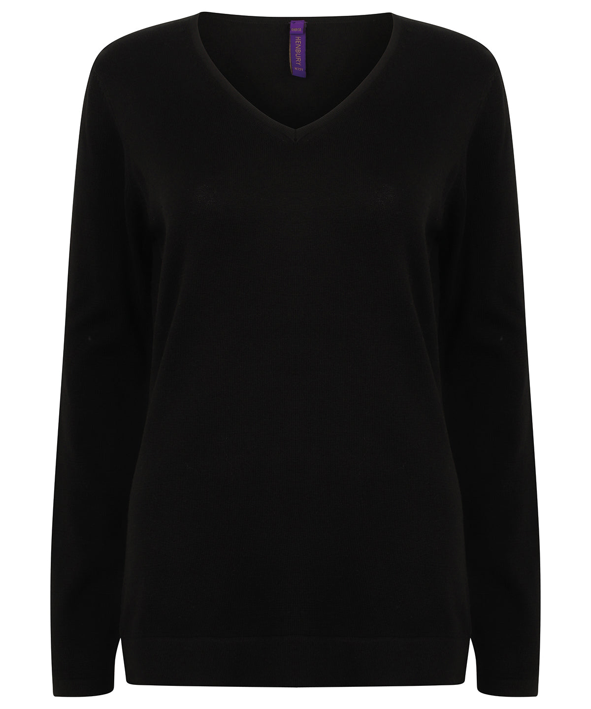 Henbury HB721 Women's 12 gauge v-neck jumper in Black
