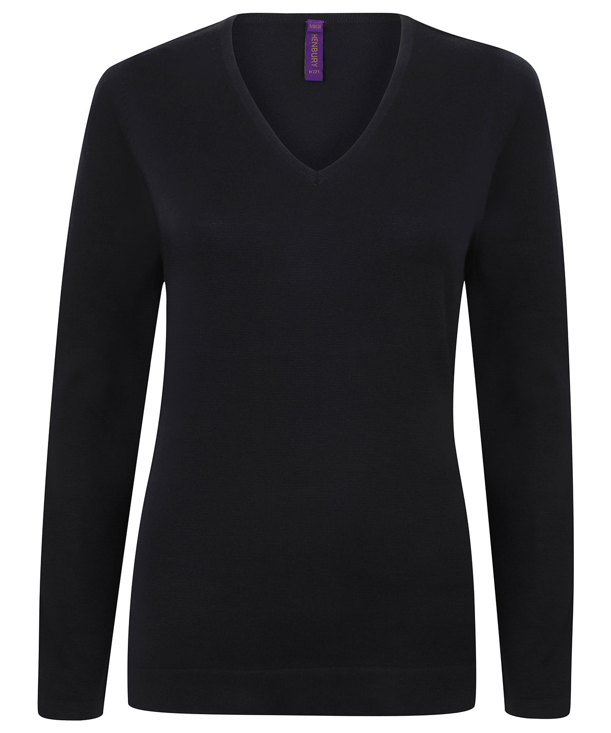 Henbury HB721 Women's 12 gauge v-neck jumper in Navy