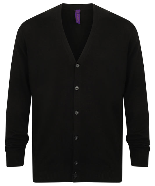 Henbury HB722 V-button cardigan in Black