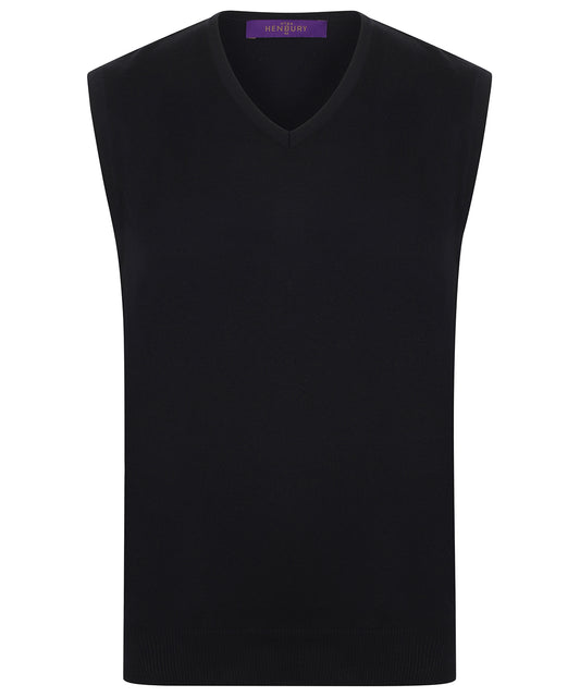 Henbury HB724 Sleeveless v-neck jumper in Black