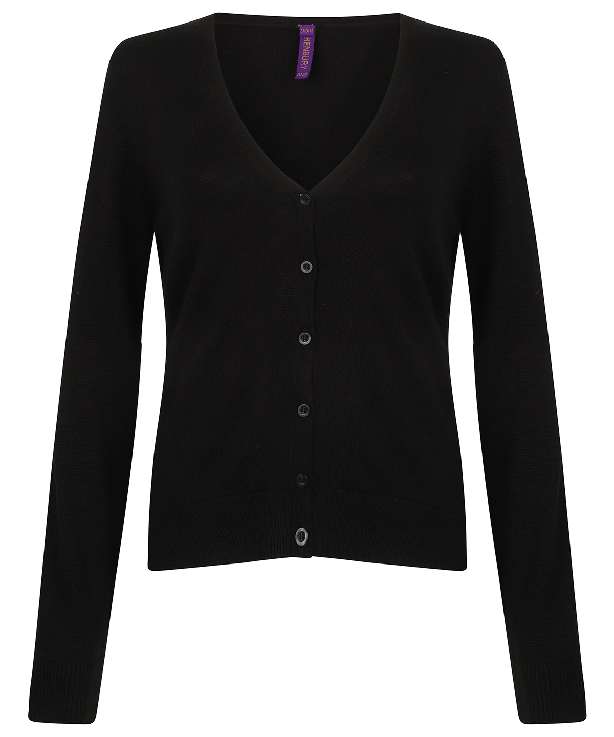Henbury HB726 Women's v-neck cardigan in Black