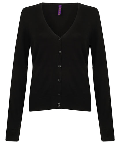 Henbury HB726 Women's v-neck cardigan in Black