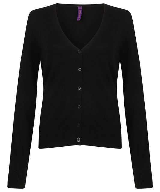 Henbury HB726 Women's v-neck cardigan in Black