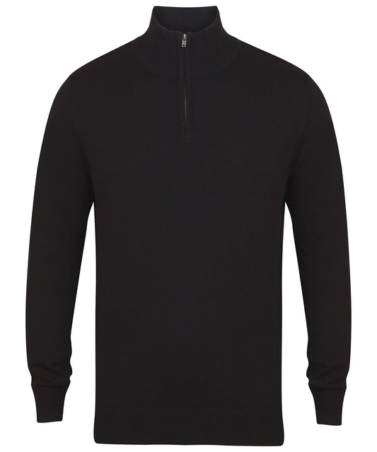 Henbury HB729 ¼ zip jumper in Black