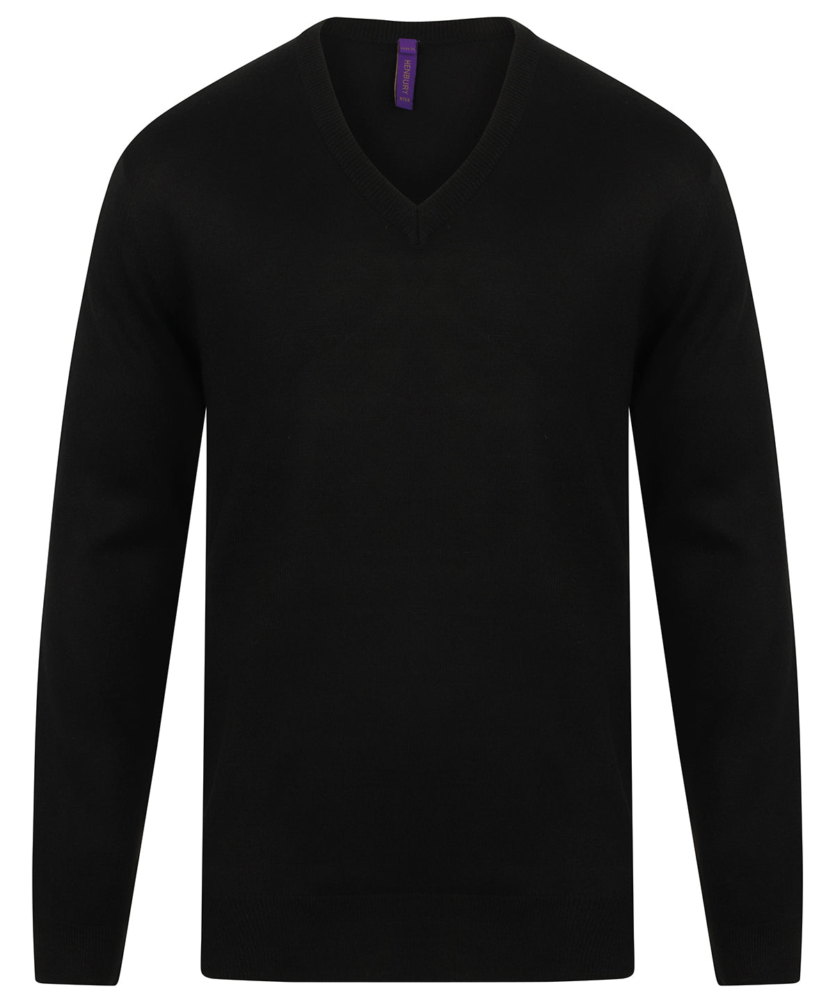Henbury HB760 Cashmere touch acrylic v-neck jumper in Black