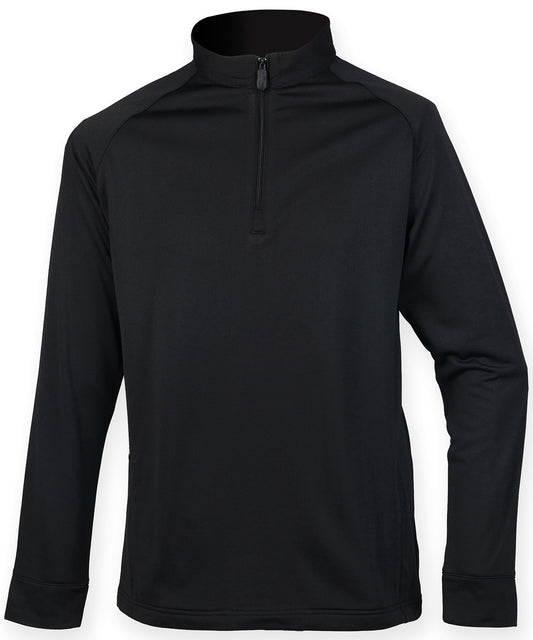 Henbury HB862 ¼ zip top with wicking finish in Black