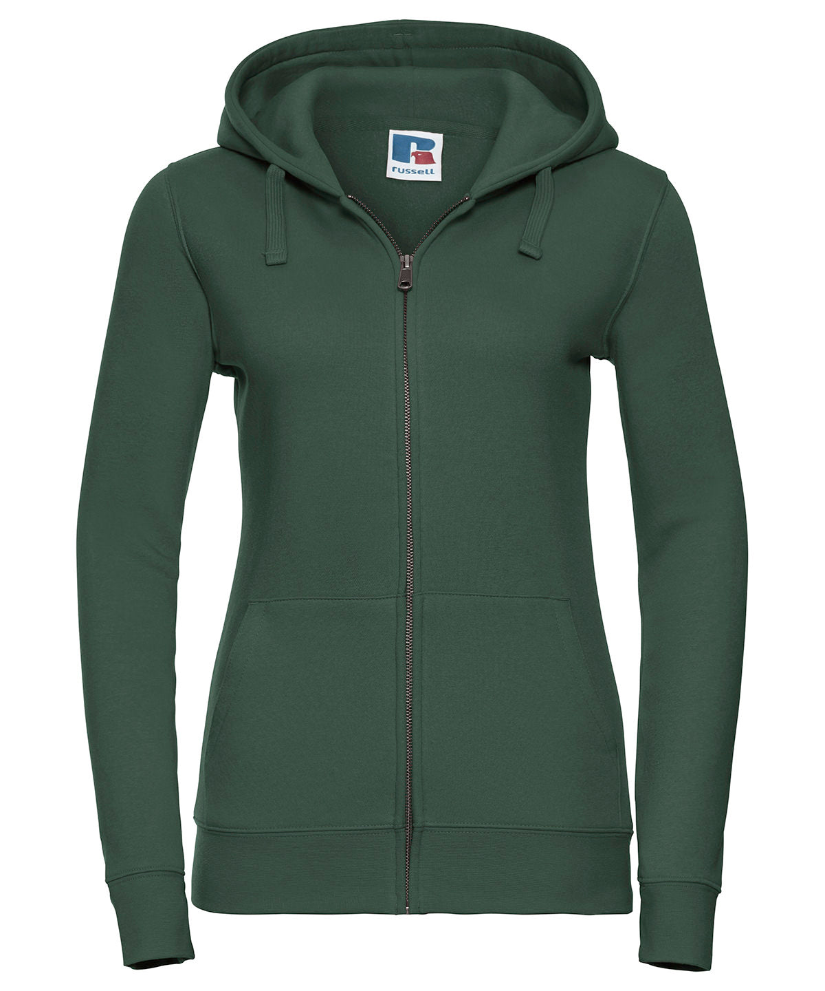 Russell Athletic J266F Women's authentic zipped hooded sweatshirt in Bottle Green