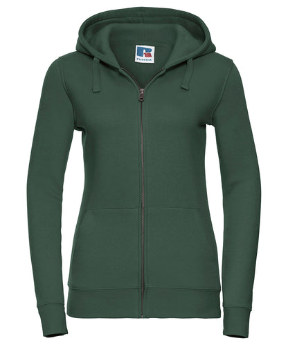 Russell Athletic J266F Women's authentic zipped hooded sweatshirt in Bottle Green