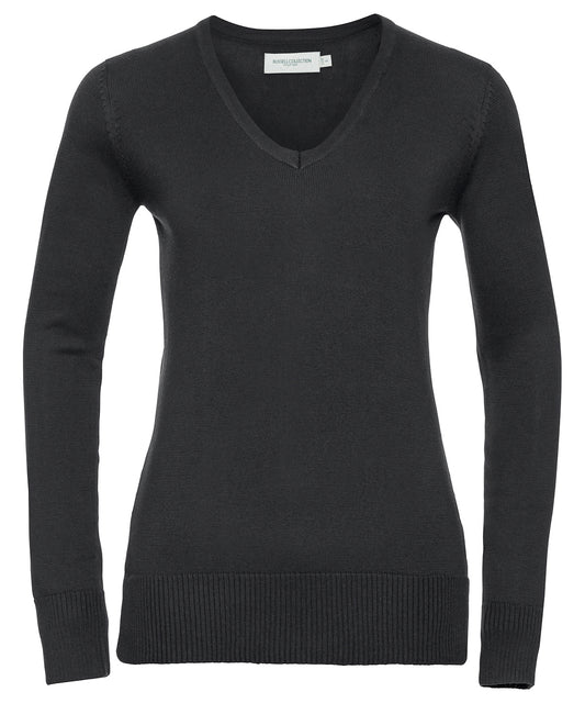 Russell Athletic Collection J710F Women's v-neck knitted sweater in Black