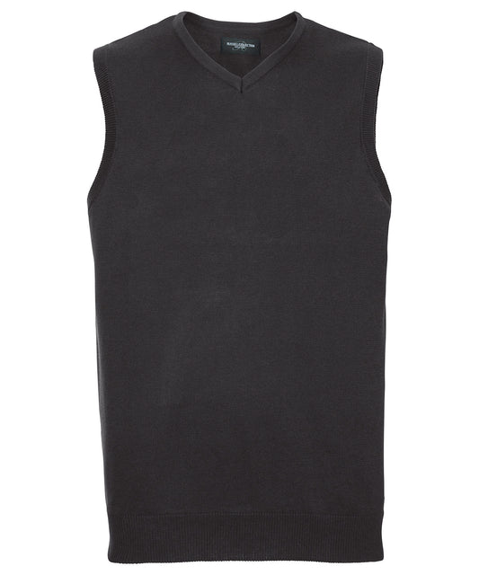 Russell Athletic Collection J716M V-neck sleeveless knitted sweater in Black