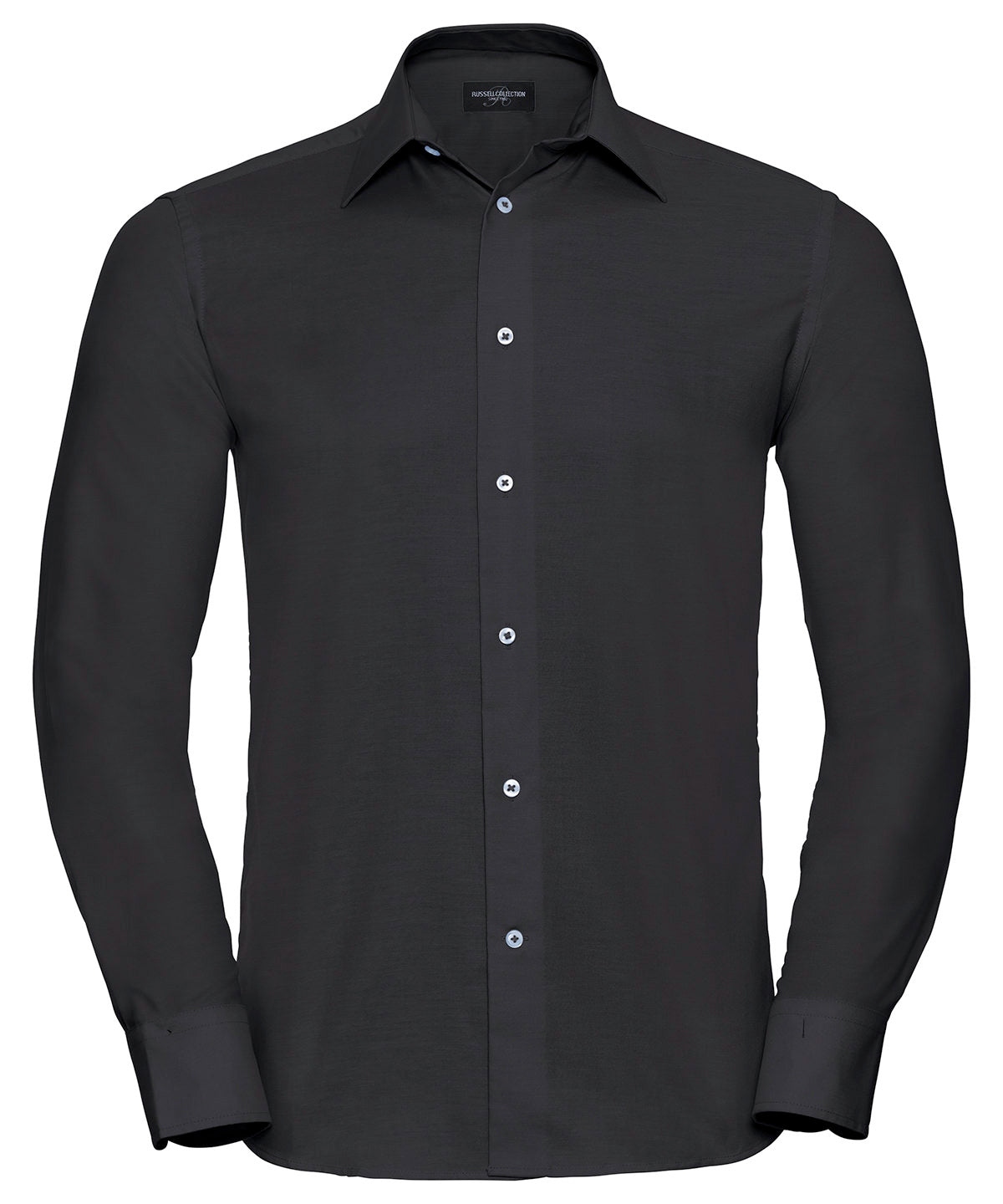 Russell Athletic Collection J922M Long sleeve easycare tailored Oxford shirt in Black
