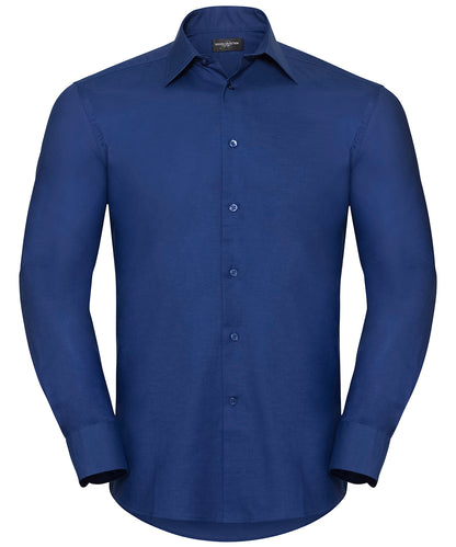 Russell Athletic Collection J922M Long sleeve easycare tailored Oxford shirt in Bright Royal