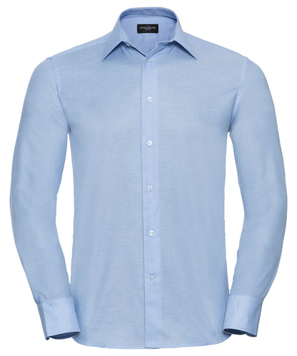 Russell Athletic Collection J922M Long sleeve easycare tailored Oxford shirt in Oxford Blue