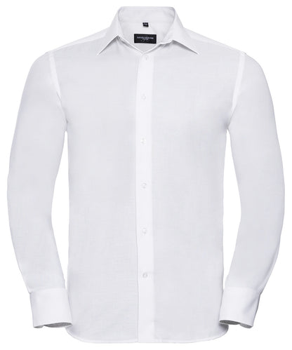 Russell Athletic Collection J922M Long sleeve easycare tailored Oxford shirt in White