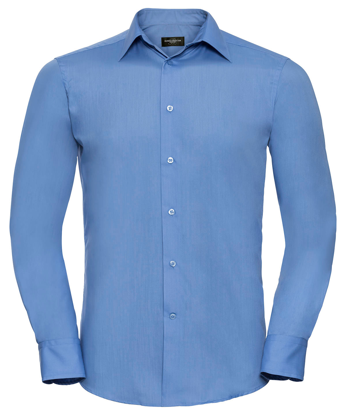 Russell Athletic Collection J924M Long sleeve polycotton easycare fitted poplin shirt in Corporate Blue
