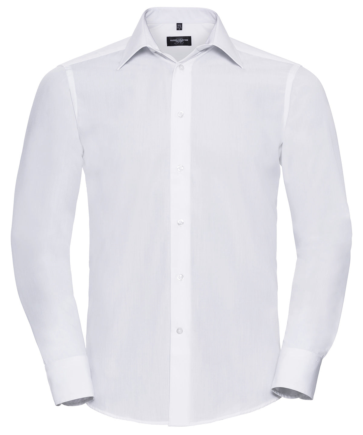 Russell Athletic Collection J924M Long sleeve polycotton easycare fitted poplin shirt in White