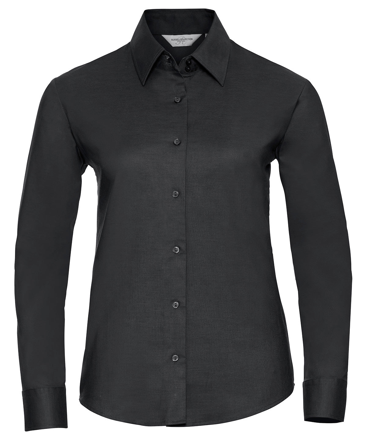Russell Athletic Collection J932F Women's long sleeve easycare Oxford shirt in Black