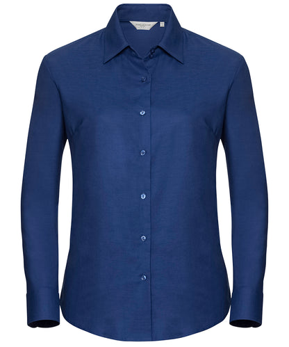 Russell Athletic Collection J932F Women's long sleeve easycare Oxford shirt in Bright Royal